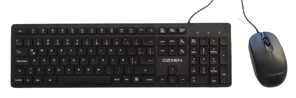 Kit Teclado y Mouse OzXen by exact Español Latam alámbrico